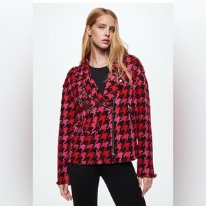 MANGO tweed biker styling jacket NWT sz XS/S